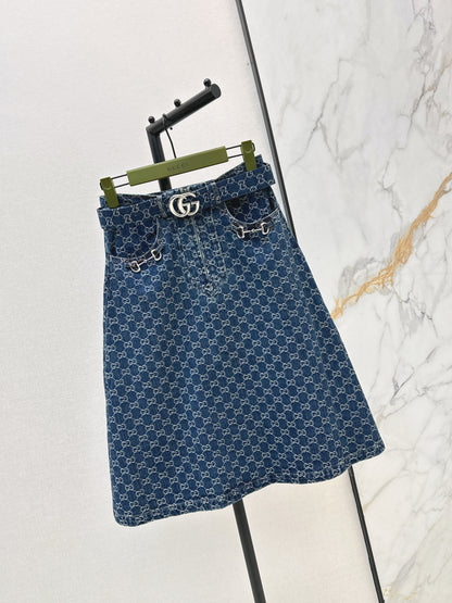 26ss Jacquard Denim Midi Skirt