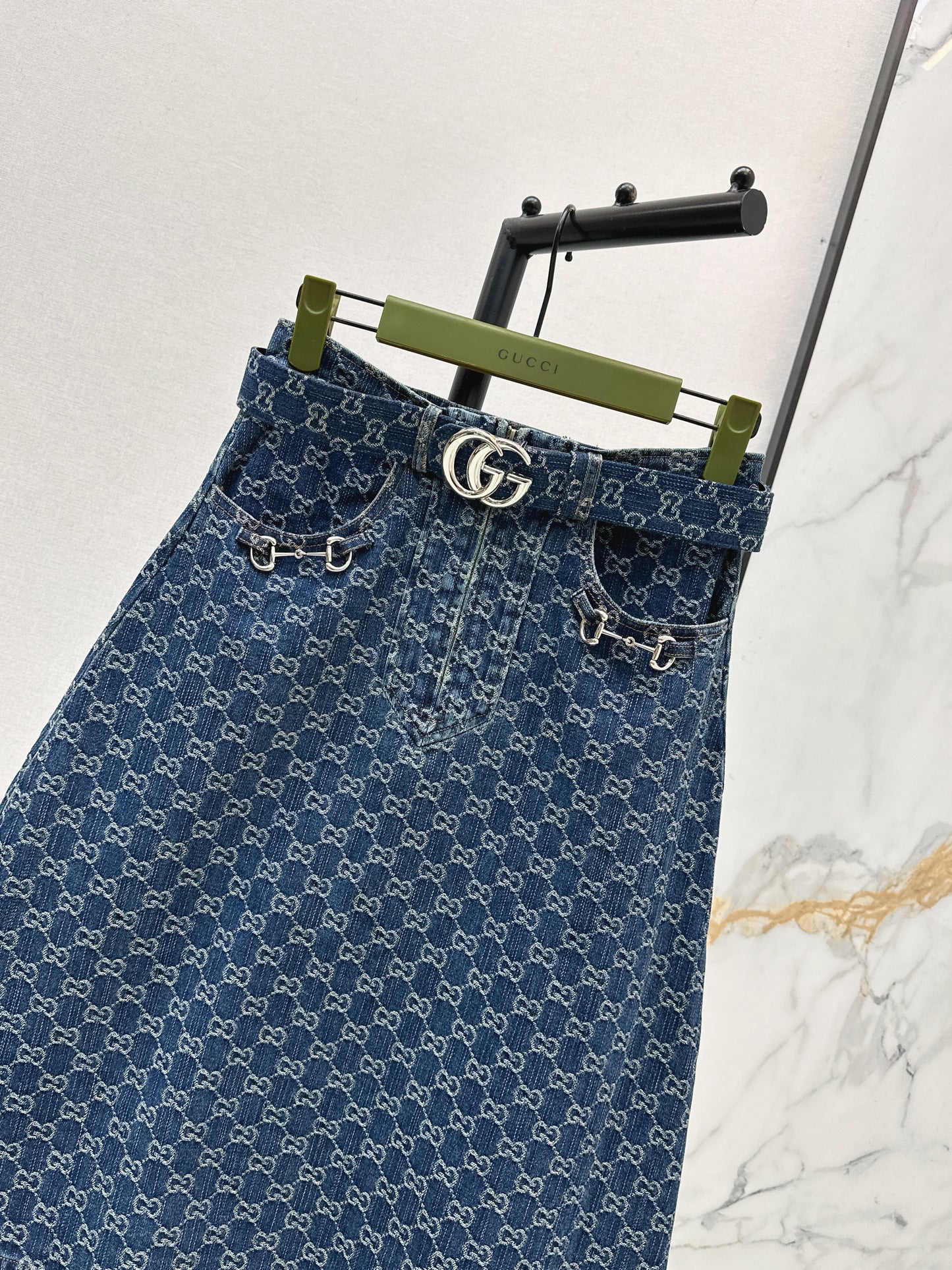 26ss Jacquard Denim Midi Skirt