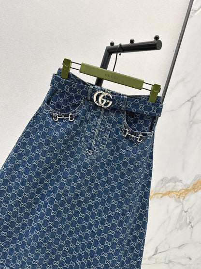 26ss Jacquard Denim Midi Skirt