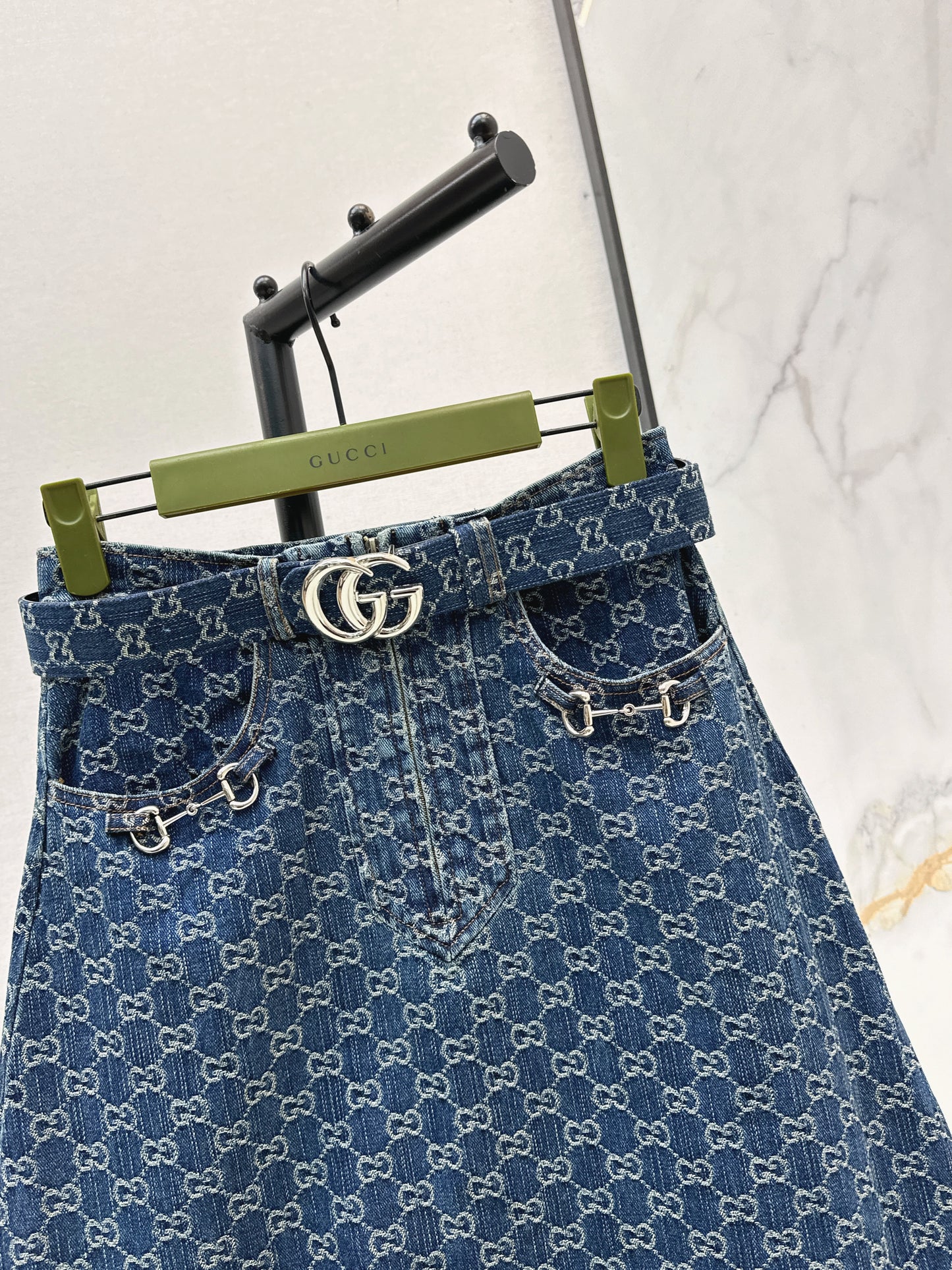 26ss Jacquard Denim Midi Skirt