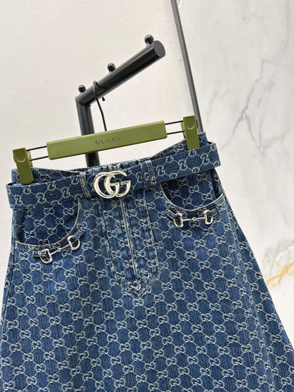 26ss Jacquard Denim Midi Skirt