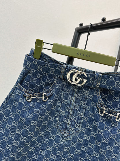26ss Jacquard Denim Midi Skirt