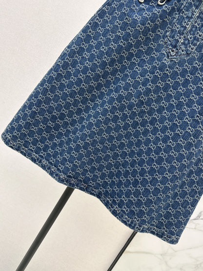 26ss Jacquard Denim Midi Skirt