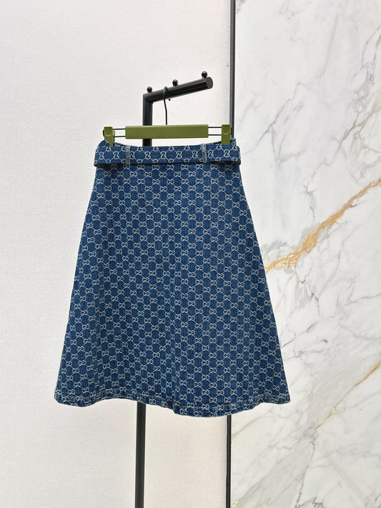 26ss Jacquard Denim Midi Skirt