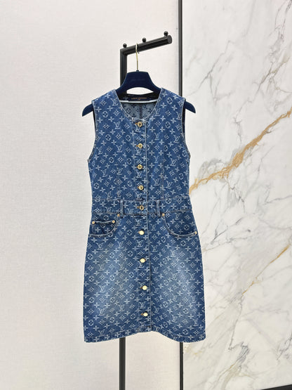 26ss Jacquard Denim Sleeveless Dress