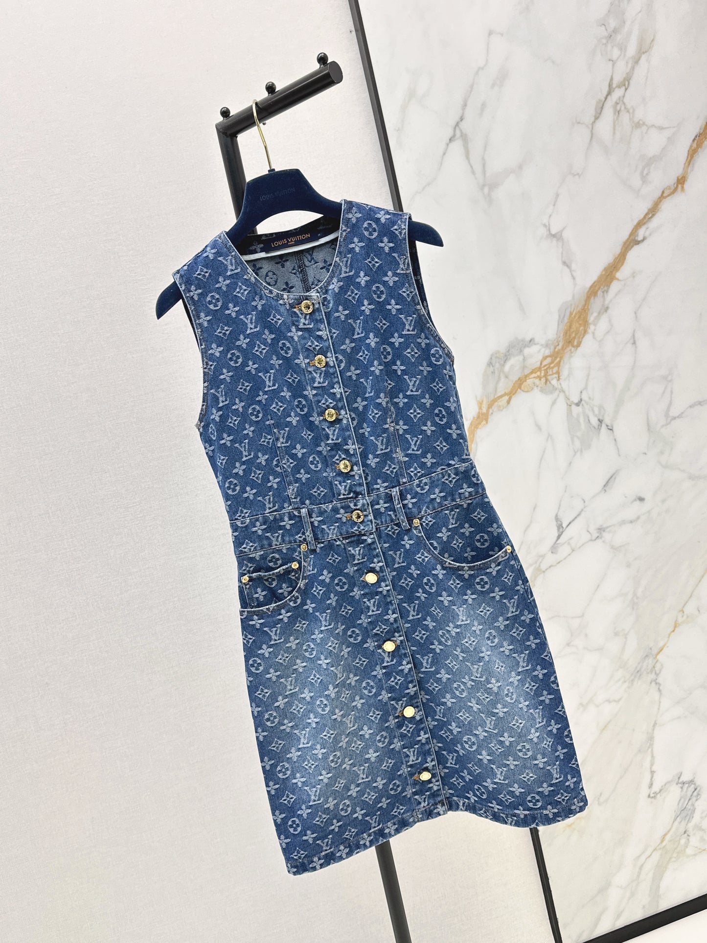26ss Jacquard Denim Sleeveless Dress