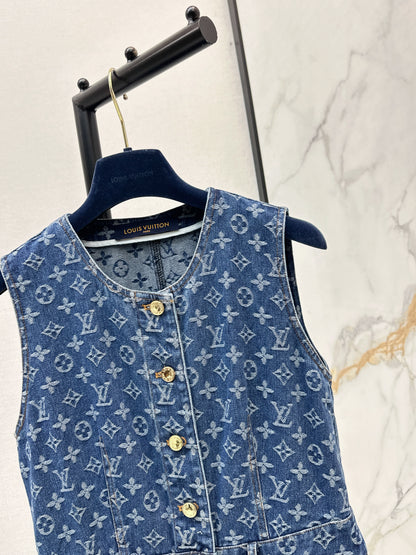 26ss Jacquard Denim Sleeveless Dress