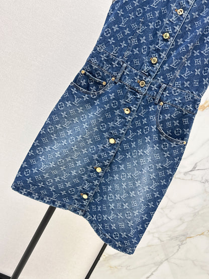 26ss Jacquard Denim Sleeveless Dress