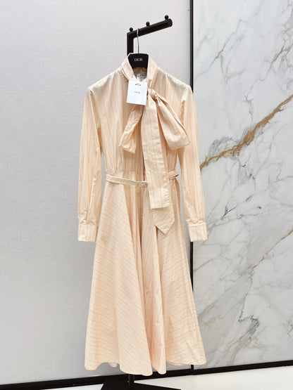 26ss Striped Ribbon Dress