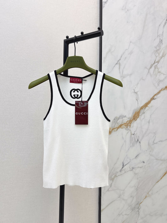 26ss Color-blocked trim knit vest