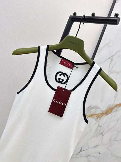 26ss Color-blocked trim knit vest