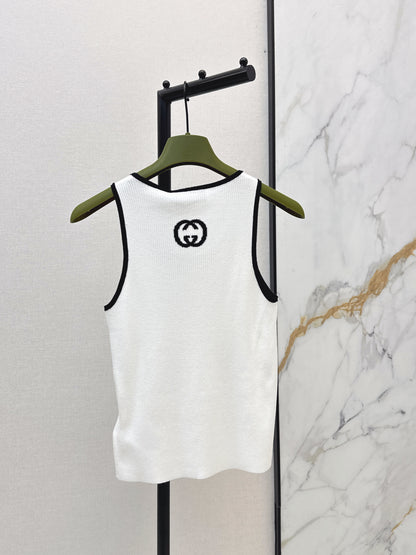 26ss Color-blocked trim knit vest