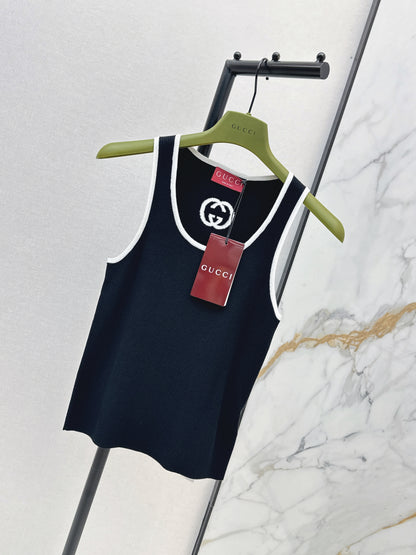 26ss Color-blocked trim knit vest
