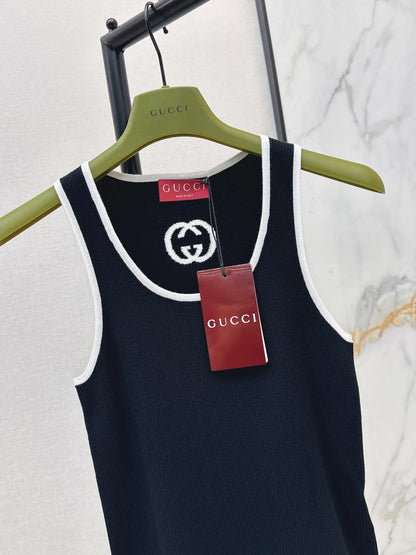 26ss Color-blocked trim knit vest
