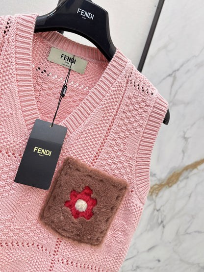 26ss 3D Floral V-Neck Knit Vest
