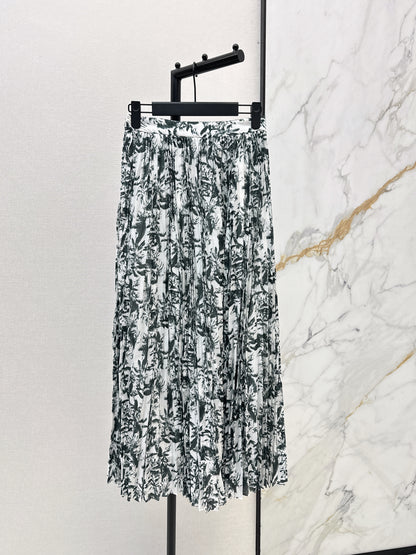 26ss Pleated midi skirt