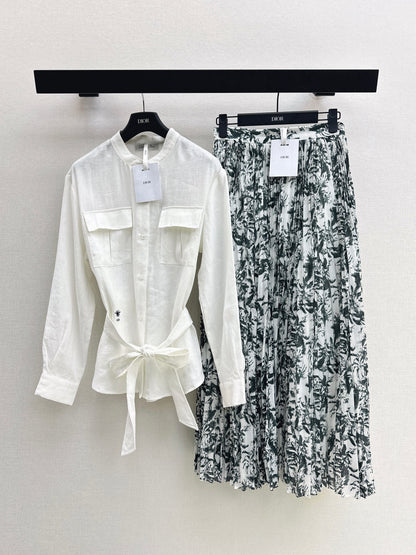 26ss Bee Embroidery Stand Collar Shirt