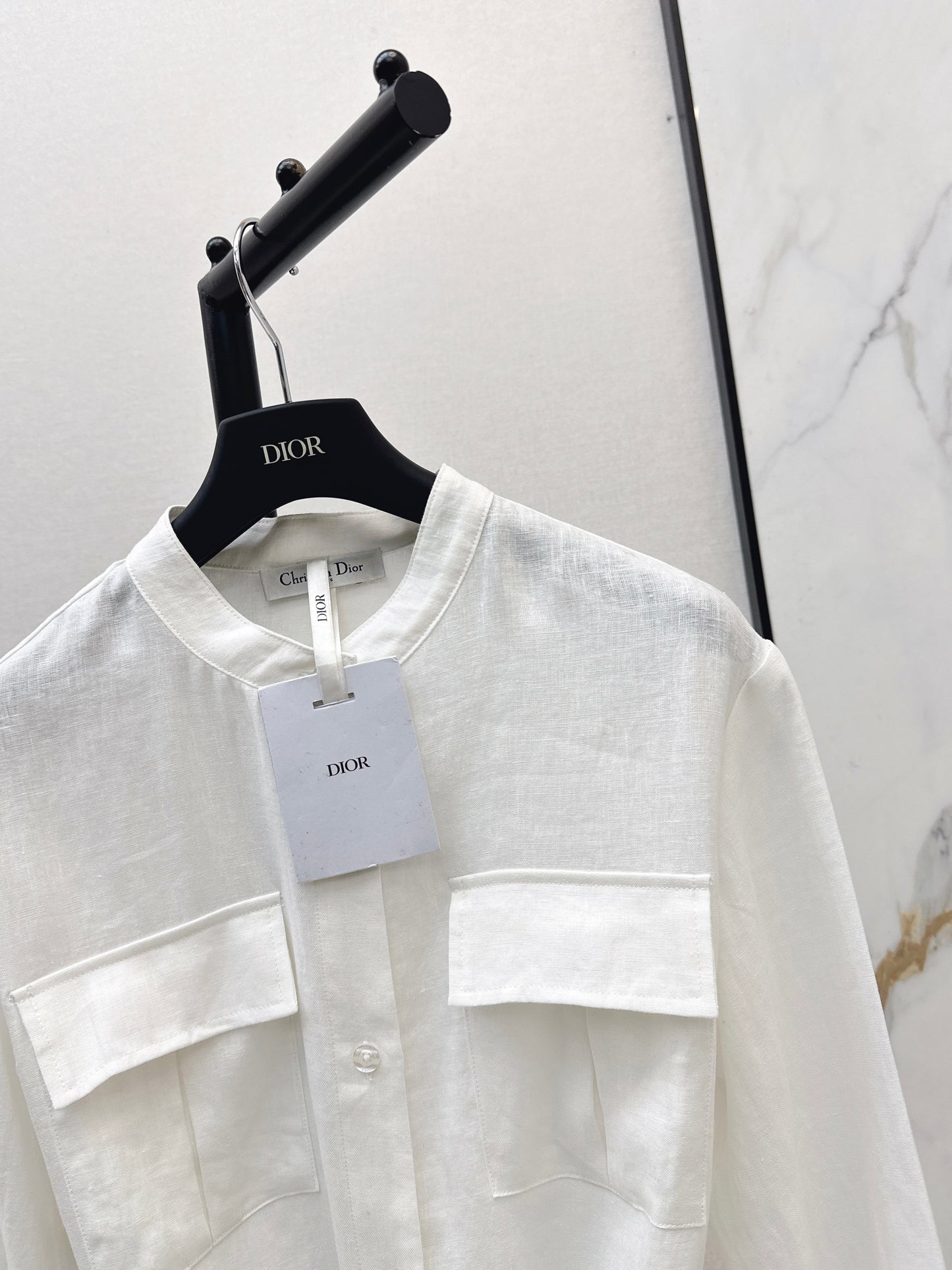 26ss Bee Embroidery Stand Collar Shirt