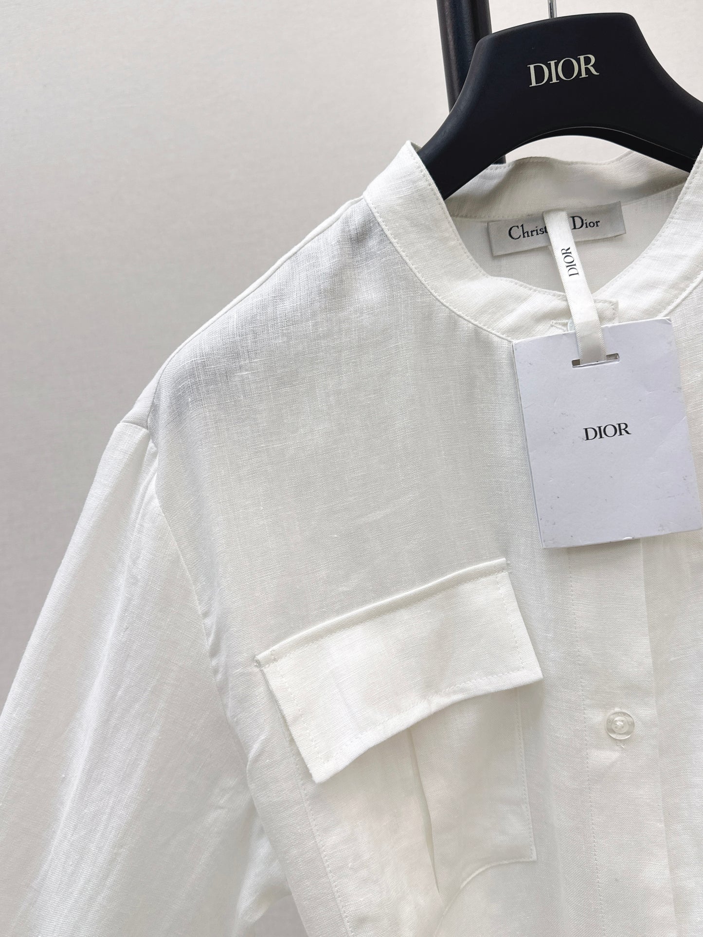 26ss Bee Embroidery Stand Collar Shirt
