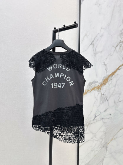 26ss Lace-trimmed T-shirt