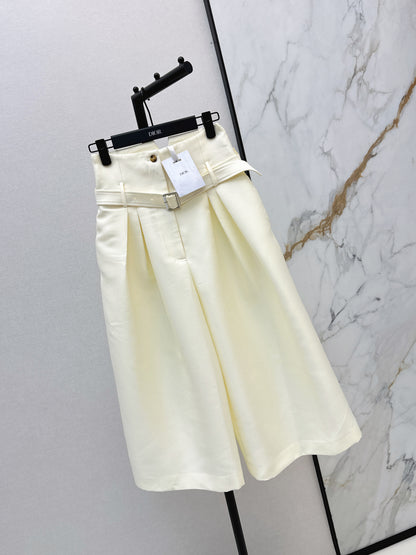 26ss High-waisted cropped wide-leg pants