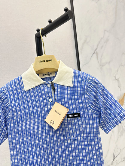 26ss Fine Check Polo Knit T-Shirt