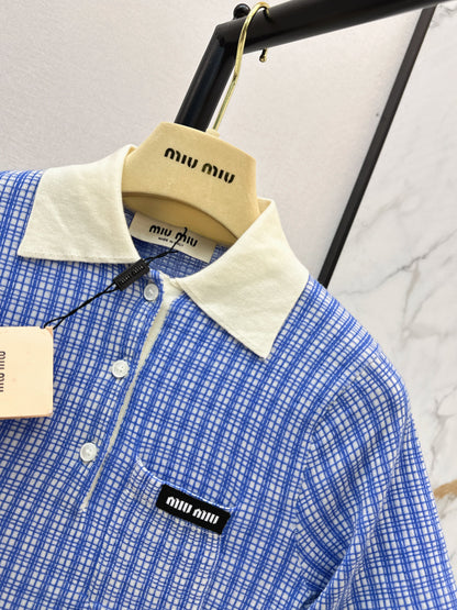 26ss Fine Check Polo Knit T-Shirt