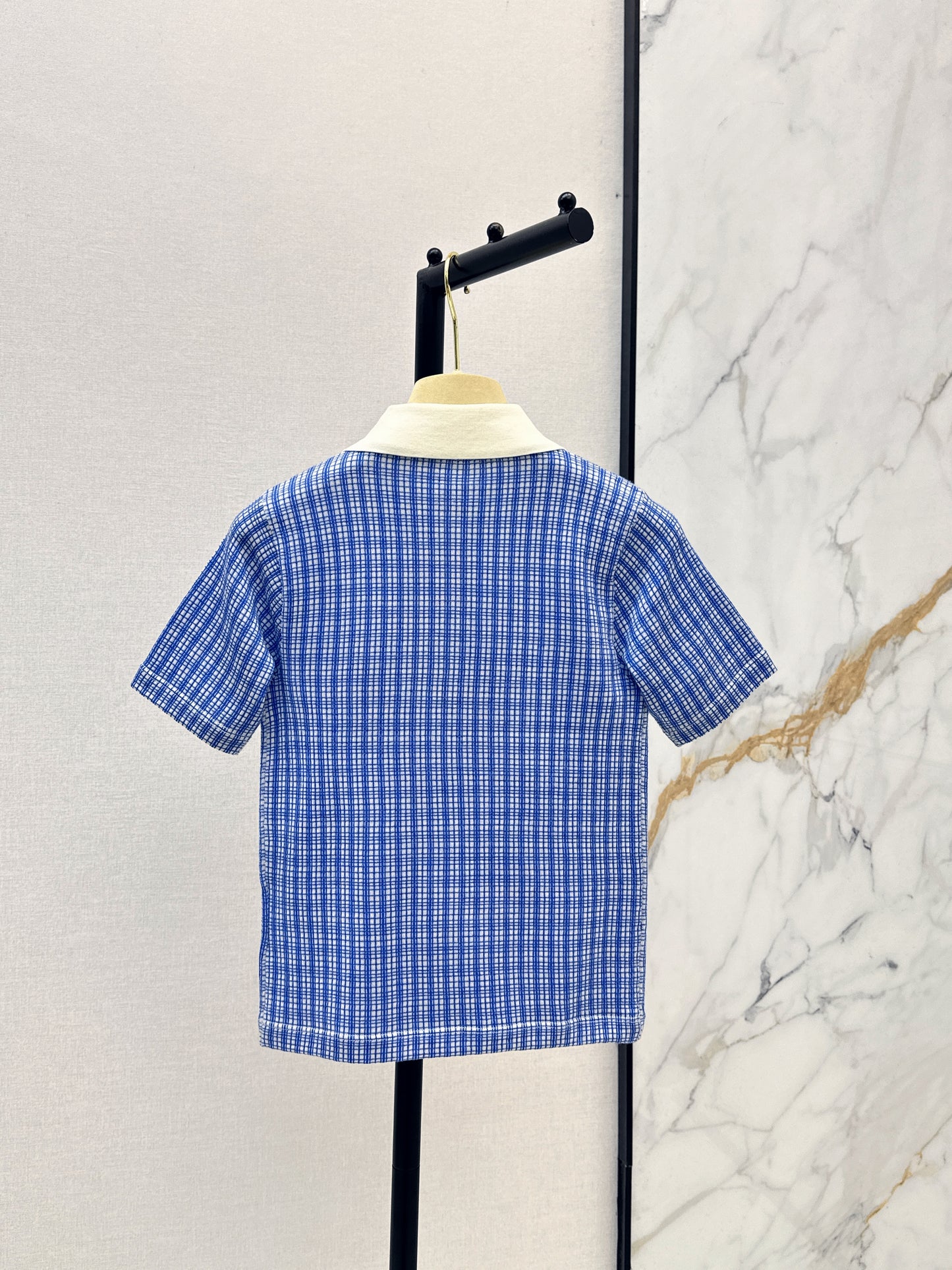 26ss Fine Check Polo Knit T-Shirt