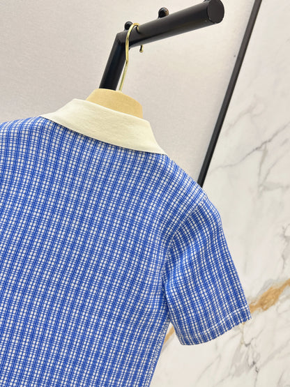 26ss Fine Check Polo Knit T-Shirt
