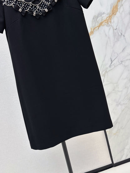 26ss Bow-embellished rhinestone dress