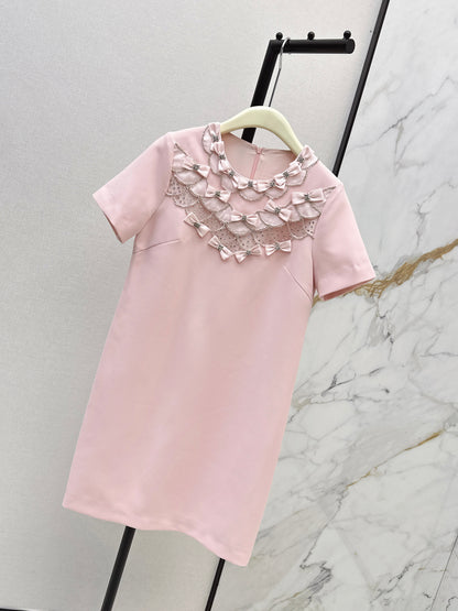 26ss Bow-embellished rhinestone dress