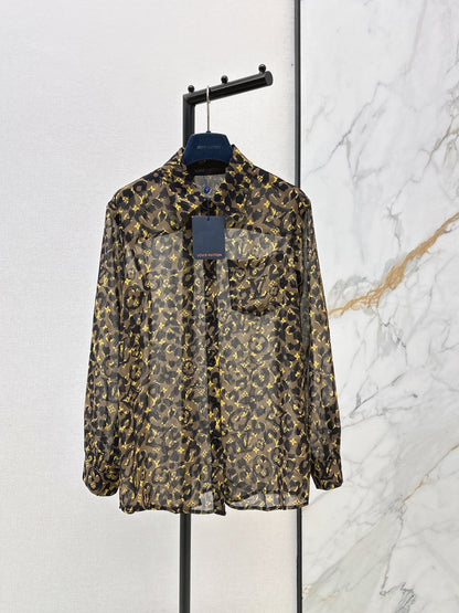 26ss Leopard print loose-fitting sun-protective shirt