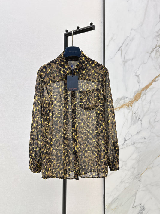 26ss Leopard print loose-fitting sun-protective shirt