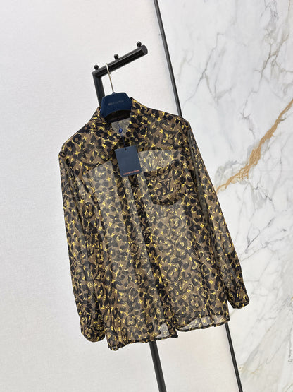 26ss Leopard print loose-fitting sun-protective shirt