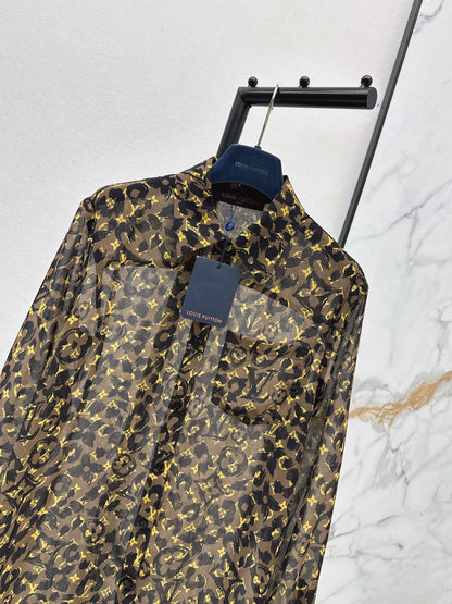 26ss Leopard print loose-fitting sun-protective shirt
