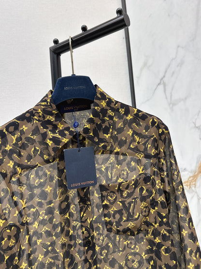 26ss Leopard print loose-fitting sun-protective shirt