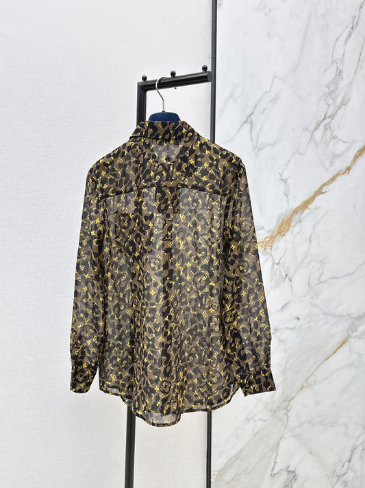 26ss Leopard print loose-fitting sun-protective shirt