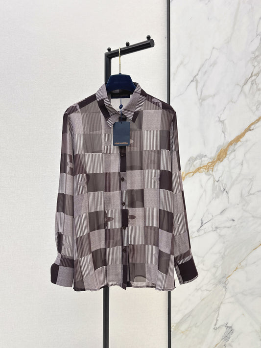 26ss Checkered print loose-fitting sun-protective shirt