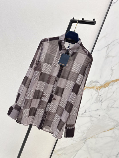 26ss Checkered print loose-fitting sun-protective shirt