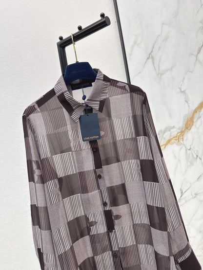 26ss Checkered print loose-fitting sun-protective shirt