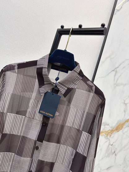26ss Checkered print loose-fitting sun-protective shirt