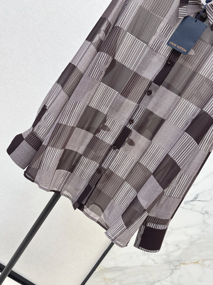 26ss Checkered print loose-fitting sun-protective shirt