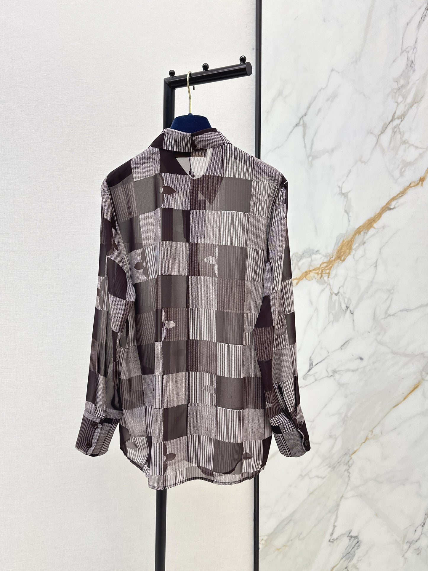 26ss Checkered print loose-fitting sun-protective shirt
