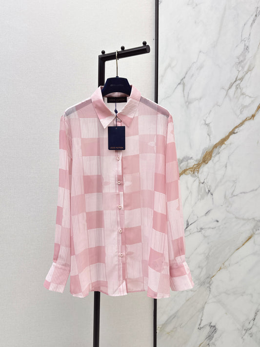 26ss Checkered print loose-fitting sun-protective shirt
