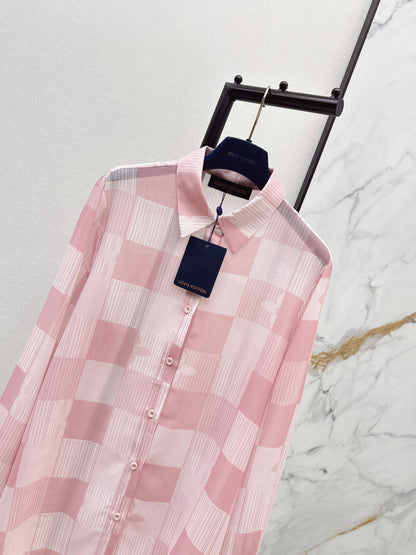 26ss Checkered print loose-fitting sun-protective shirt