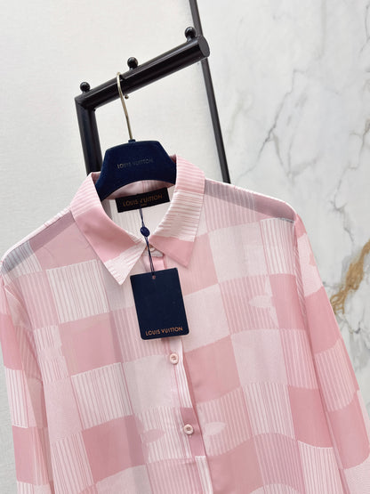 26ss Checkered print loose-fitting sun-protective shirt