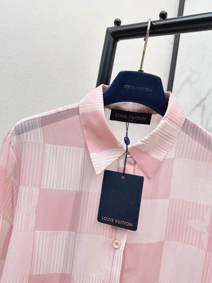 26ss Checkered print loose-fitting sun-protective shirt