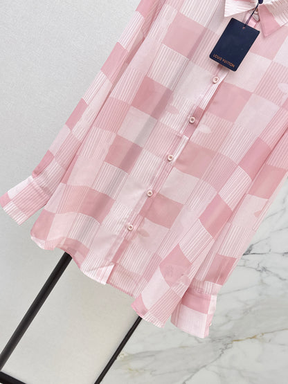 26ss Checkered print loose-fitting sun-protective shirt