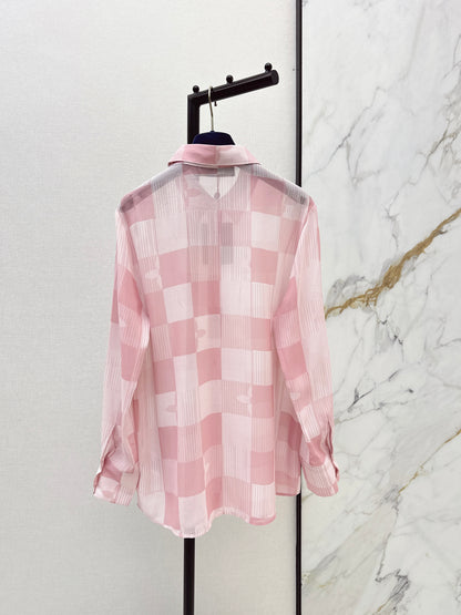 26ss Checkered print loose-fitting sun-protective shirt