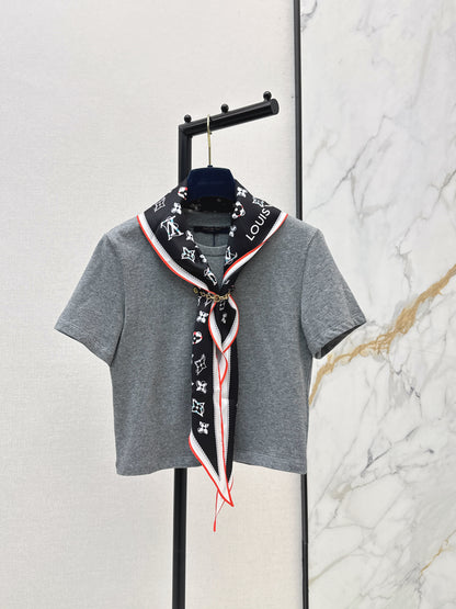 26ss Silk Scarf Short-Sleeve T-Shirt